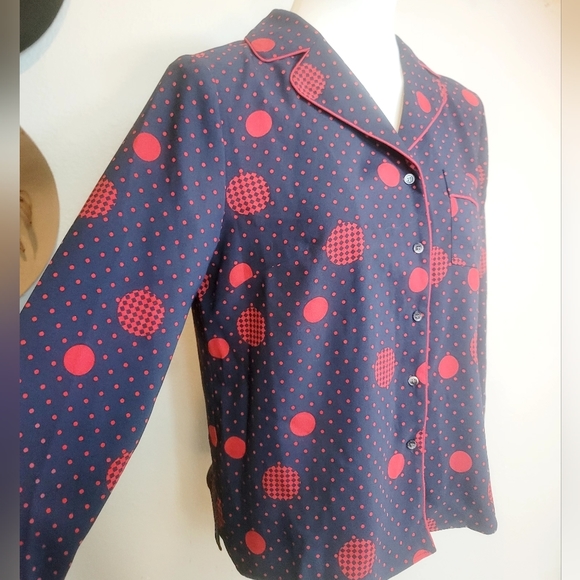 1901 GEOMETRIC PATTERN NOTCHED COLLAR BUTTON-UP LONG SLEEVE WOMEN'S SHIRT SMALL - Picture 14 of 16